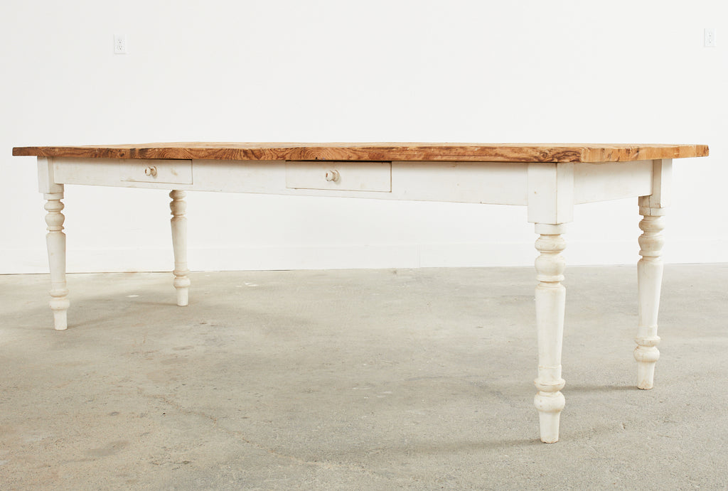 American Country Painted Pine Farmhouse Dining Harvest Table