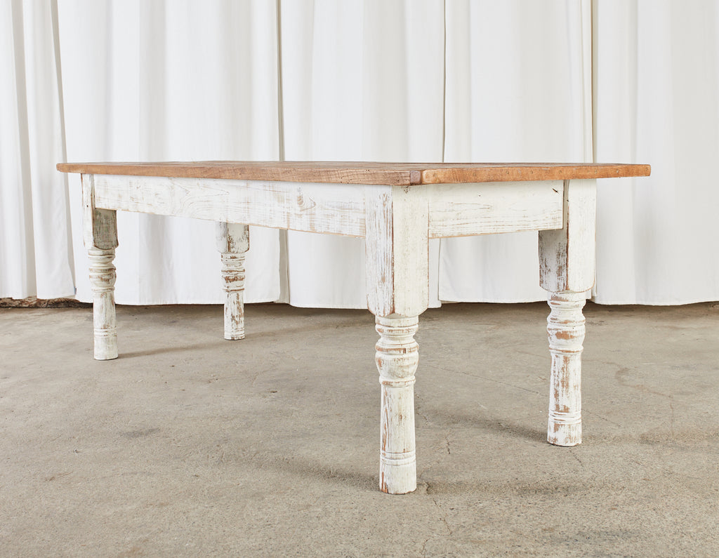 Rustic Country Reclaimed Painted Pine Farmhouse Dining Table