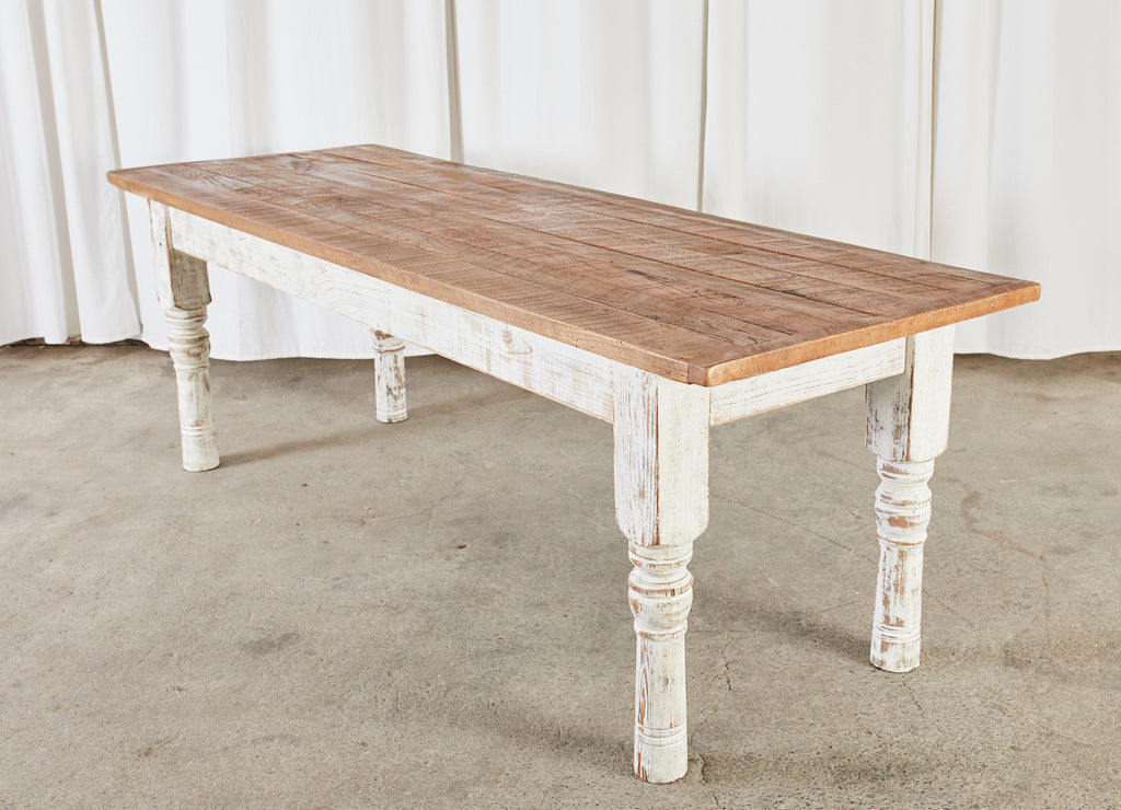 Rustic Country Reclaimed Painted Pine Farmhouse Dining Table