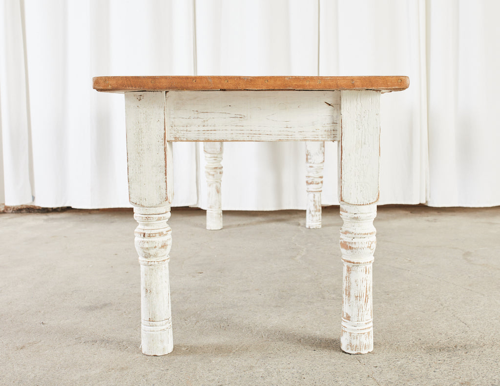Rustic Country Reclaimed Painted Pine Farmhouse Dining Table