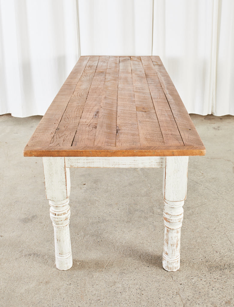 Rustic Country Reclaimed Painted Pine Farmhouse Dining Table