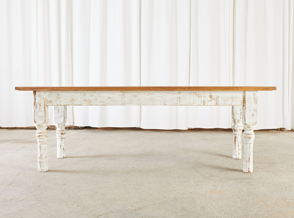 Rustic Country Reclaimed Painted Pine Farmhouse Dining Table