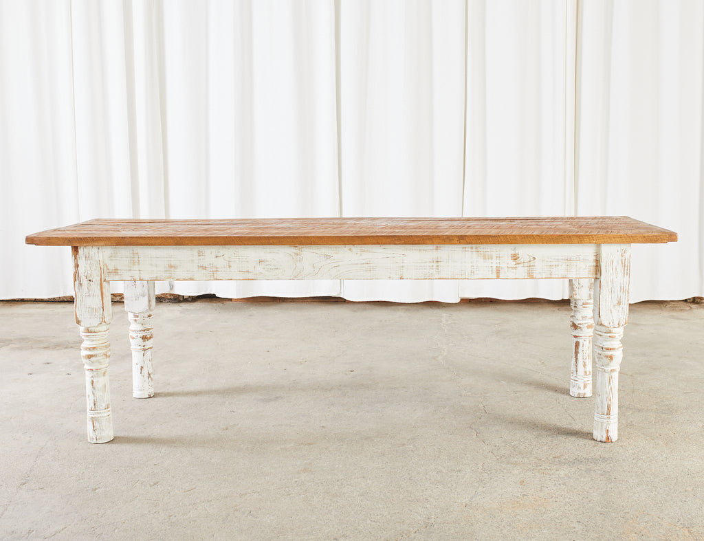 Rustic Country Reclaimed Painted Pine Farmhouse Dining Table