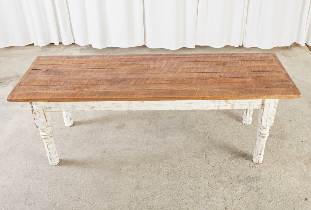 Rustic Country Reclaimed Painted Pine Farmhouse Dining Table