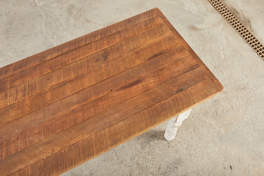 Rustic Country Reclaimed Painted Pine Farmhouse Dining Table