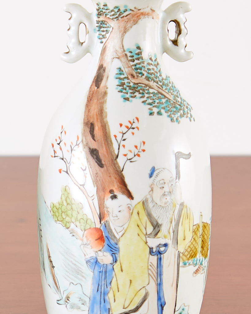 Pair of Diminutive Chinese Porcelain Fencai Vases