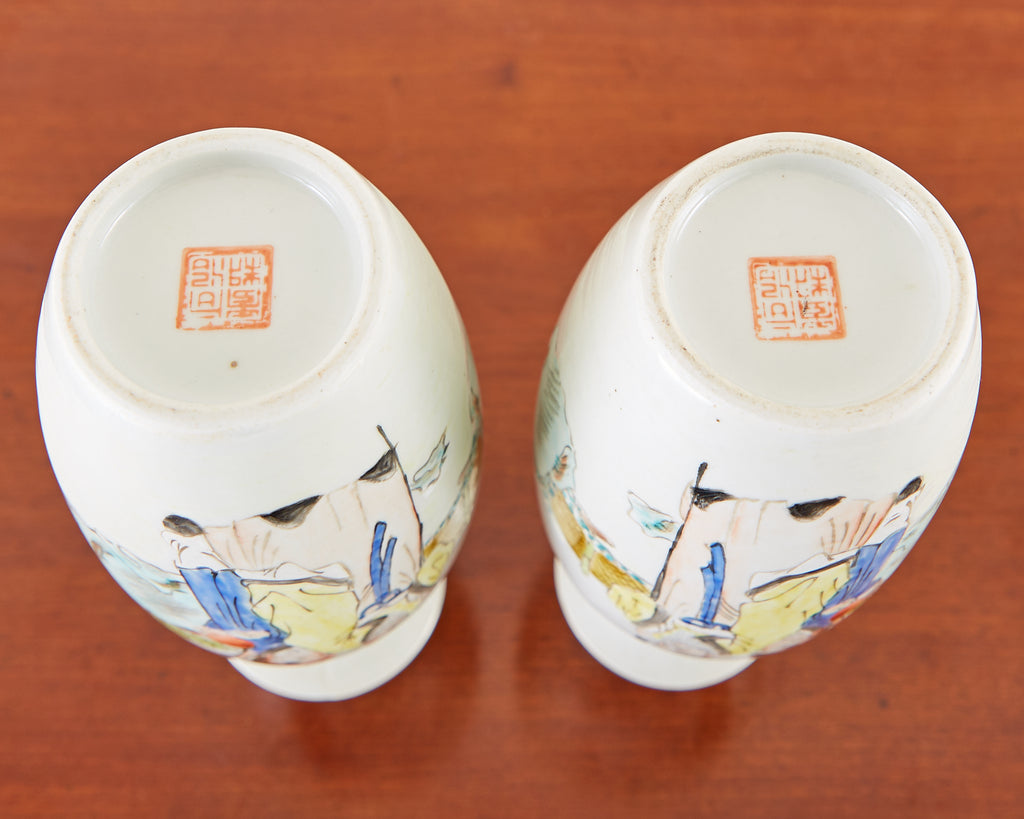 Pair of Diminutive Chinese Porcelain Fencai Vases