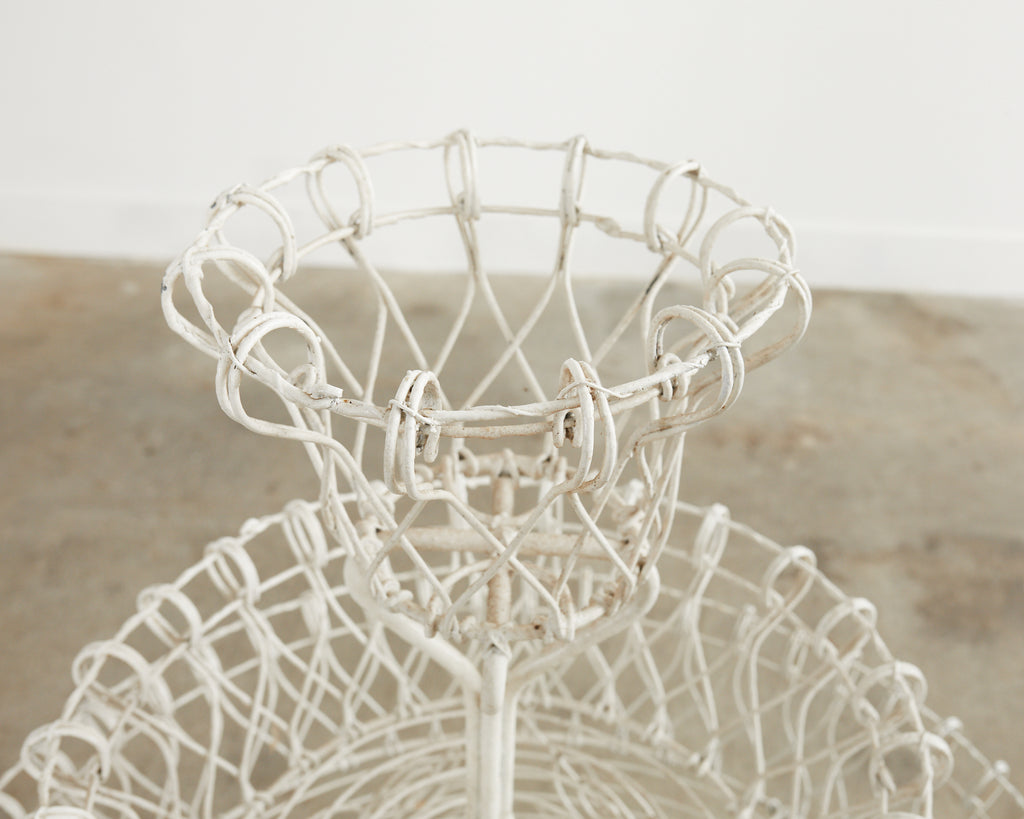 English Late Victorian Three Tier Iron and Wire Garden Plant Stand