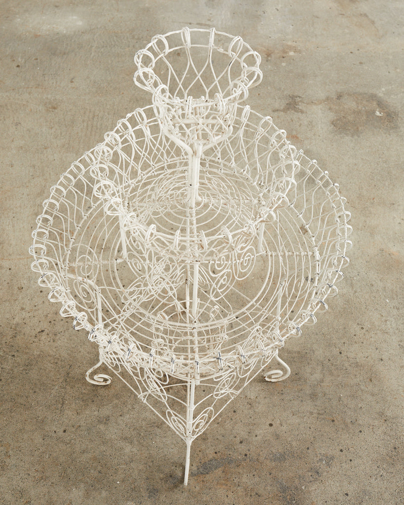 English Late Victorian Three Tier Iron and Wire Garden Plant Stand