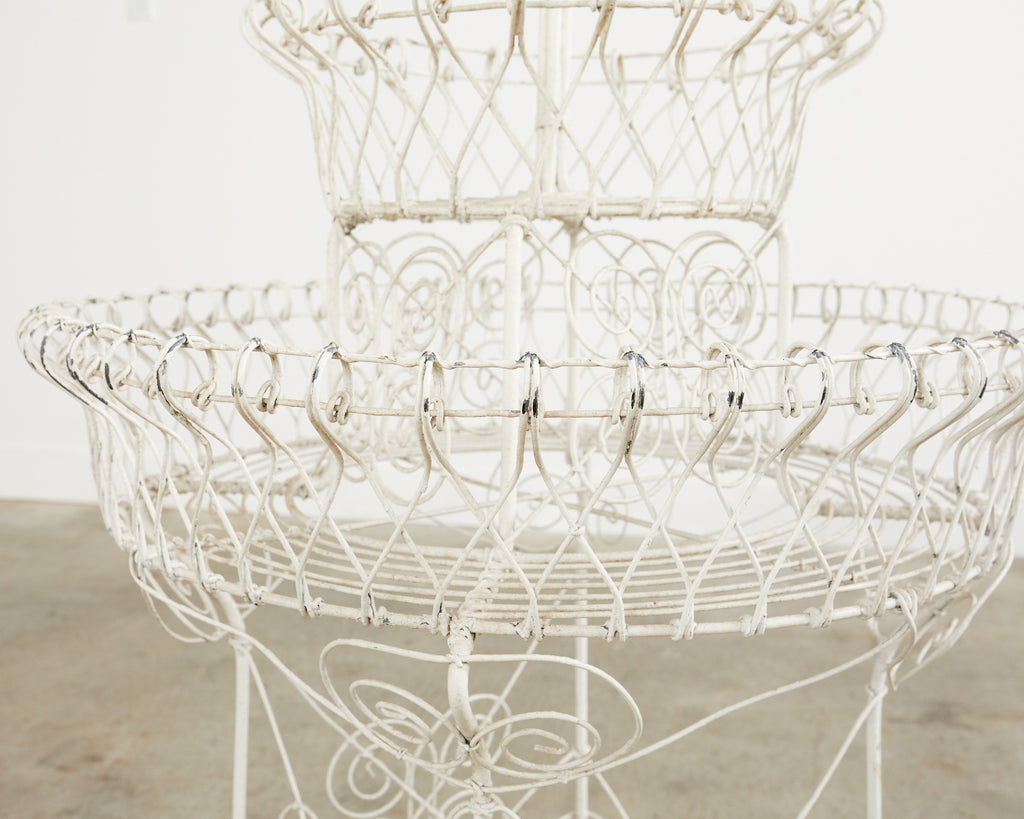 English Late Victorian Three Tier Iron and Wire Garden Plant Stand
