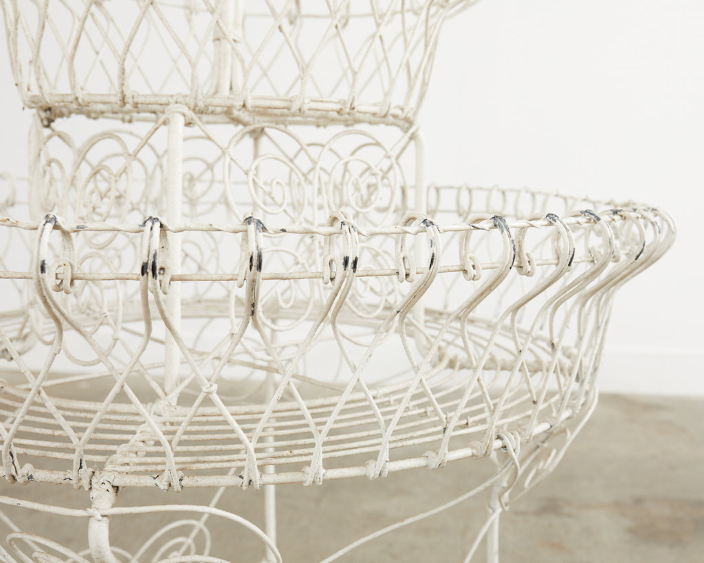 English Late Victorian Three Tier Iron and Wire Garden Plant Stand