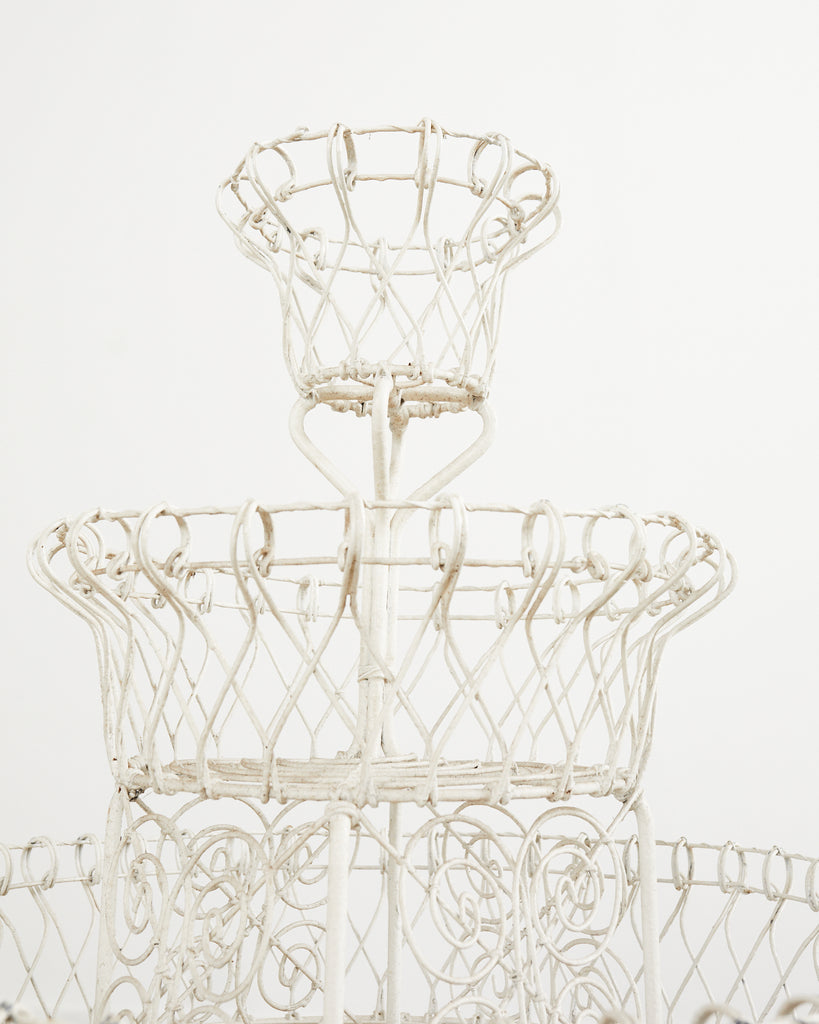 English Late Victorian Three Tier Iron and Wire Garden Plant Stand