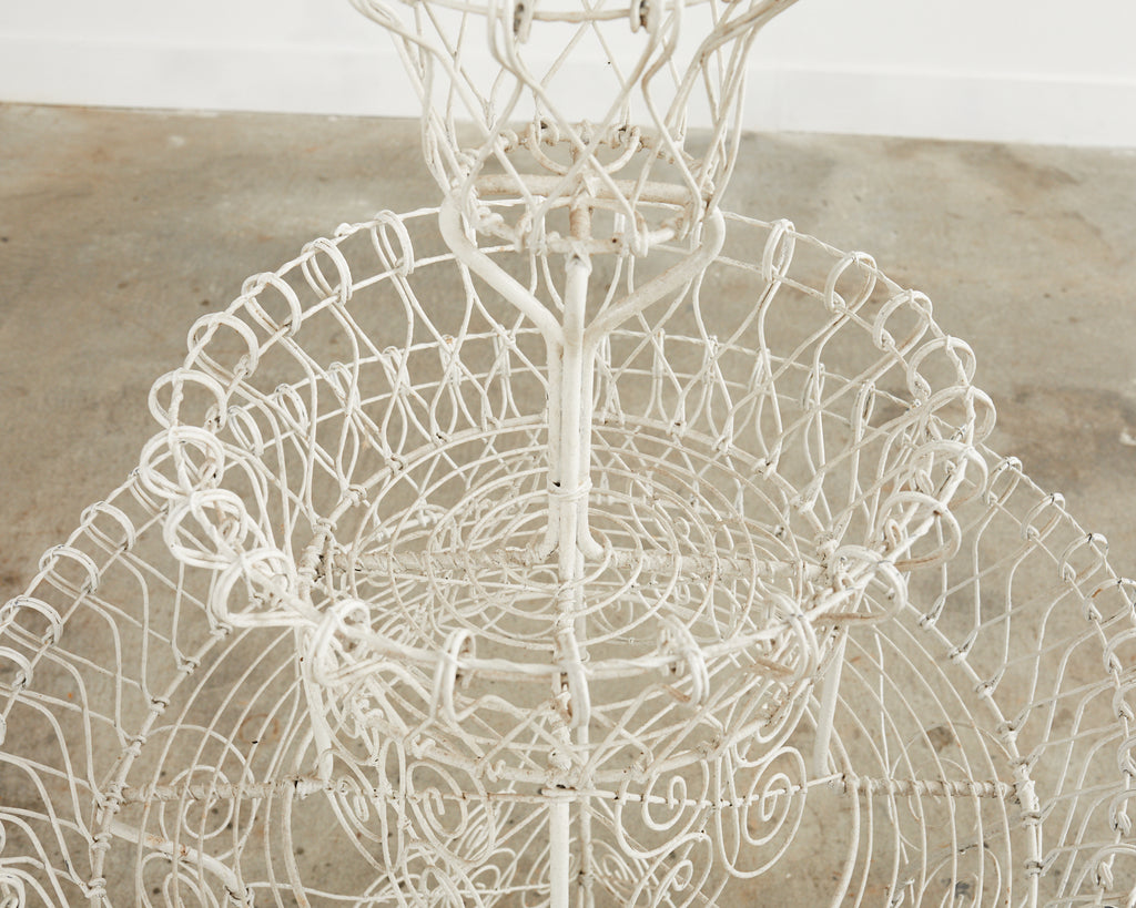 English Late Victorian Three Tier Iron and Wire Garden Plant Stand