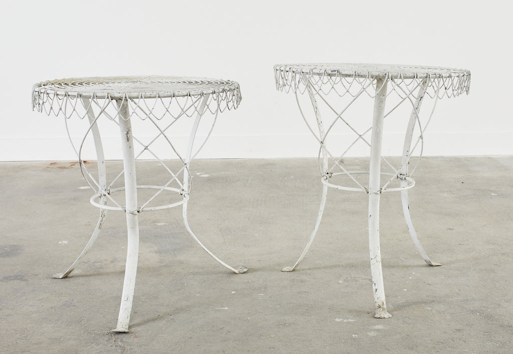 Pair of French Art Nouveau Style Iron Wire Garden Tables