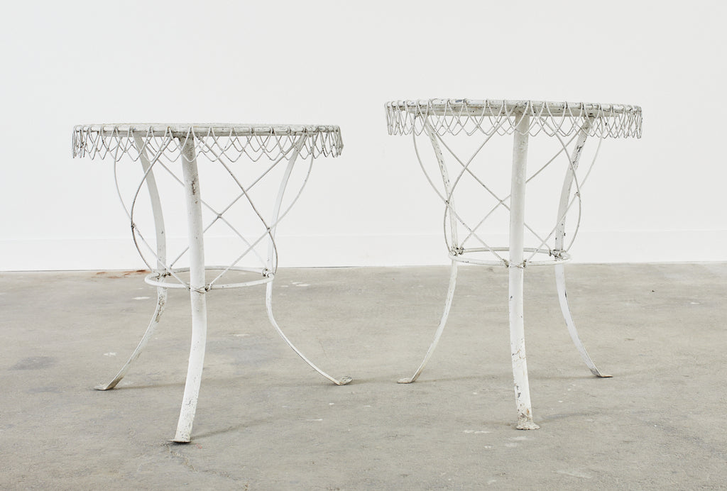 Pair of French Art Nouveau Style Iron Wire Garden Tables