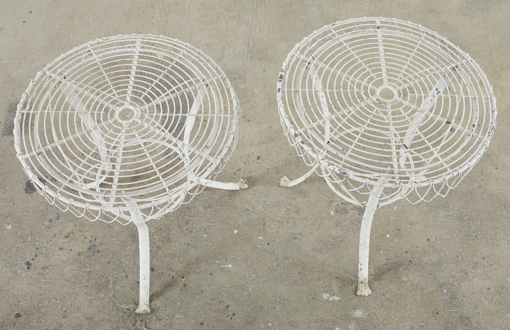 Pair of French Art Nouveau Style Iron Wire Garden Tables