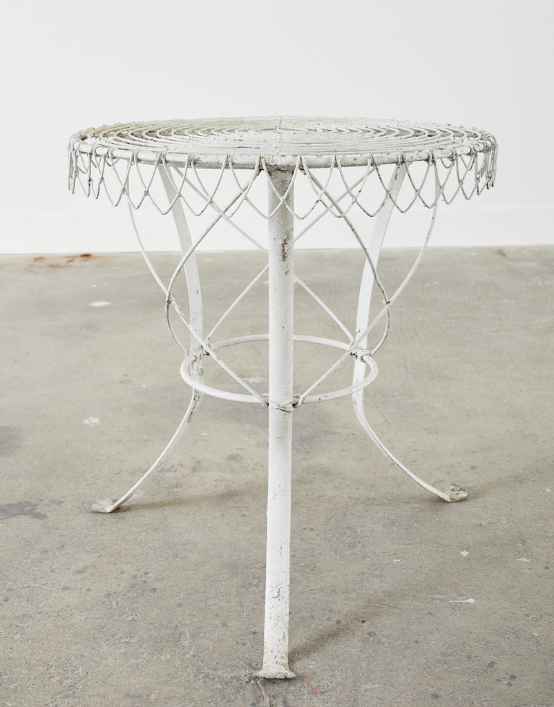 Pair of French Art Nouveau Style Iron Wire Garden Tables