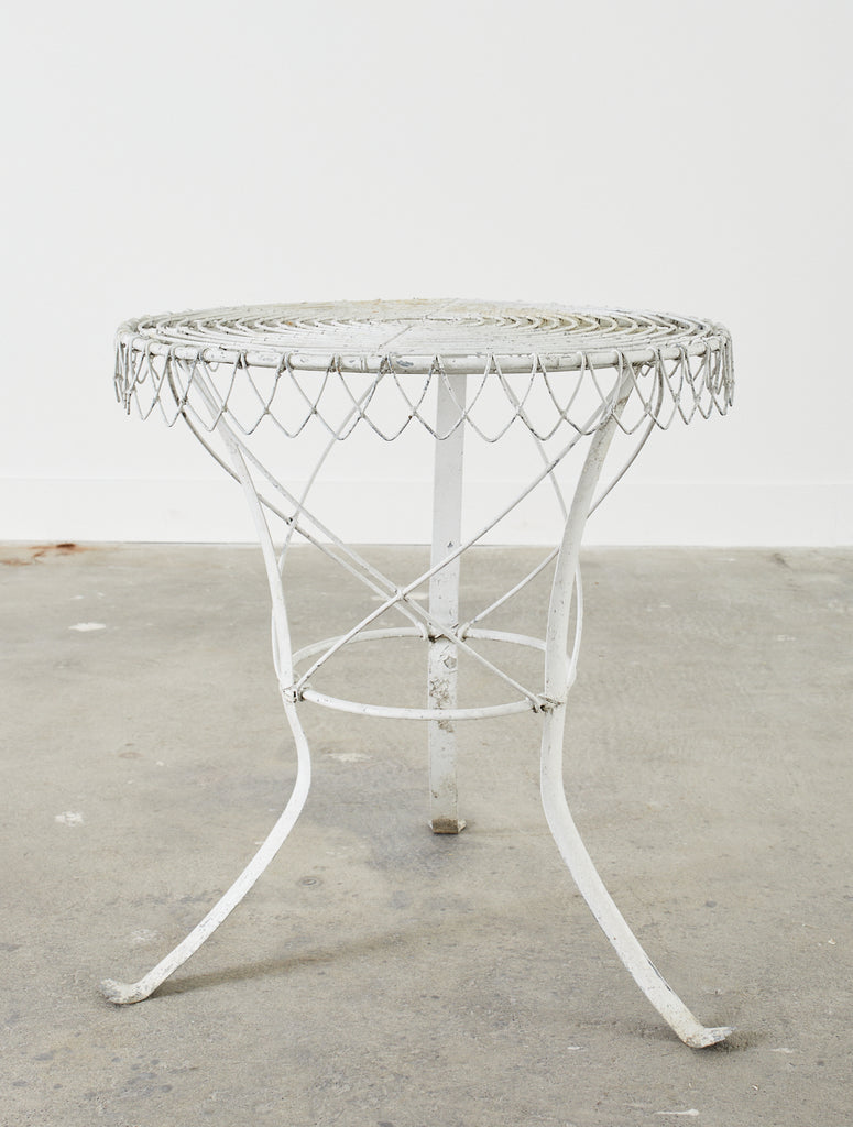 Pair of French Art Nouveau Style Iron Wire Garden Tables