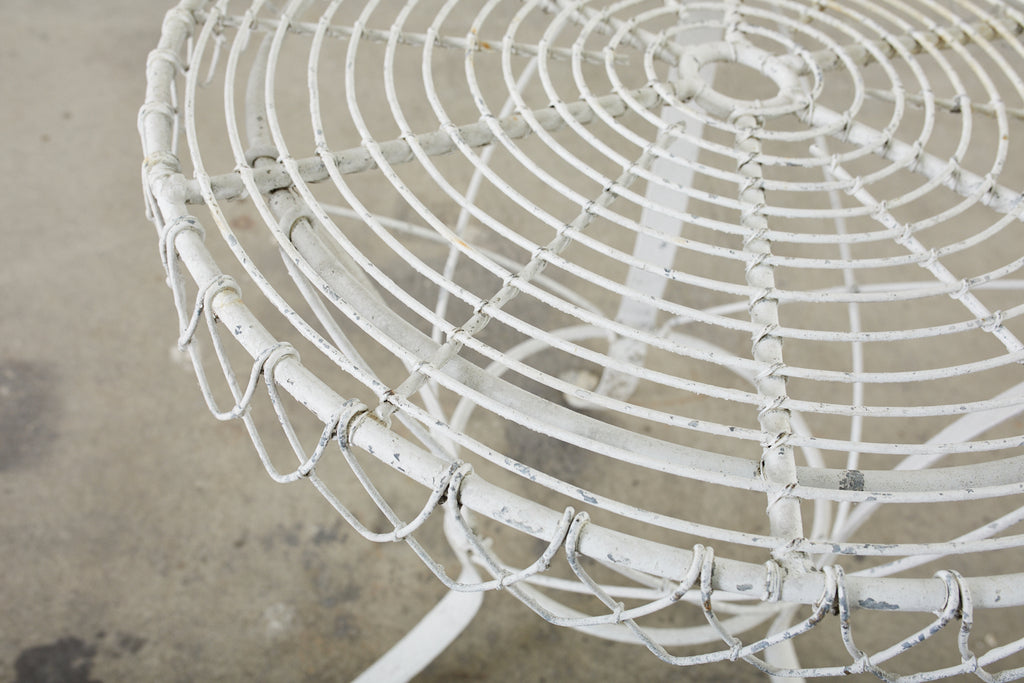 Pair of French Art Nouveau Style Iron Wire Garden Tables