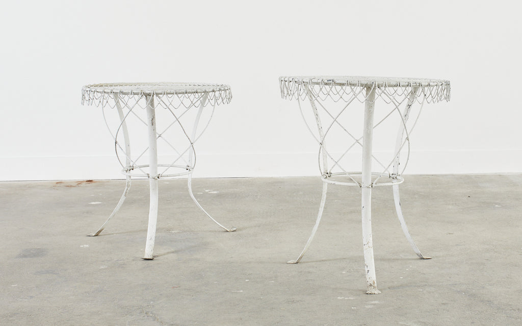 Pair of French Art Nouveau Style Iron Wire Garden Tables