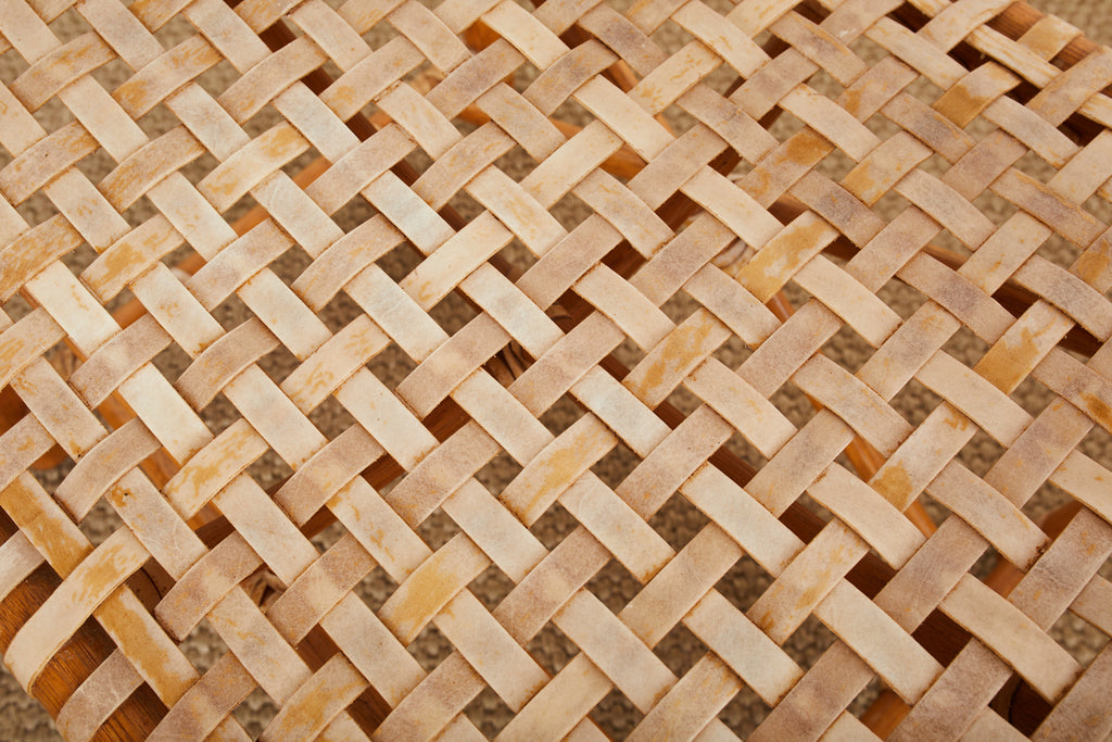 Set of Four McGuire Laced Rawhide Rattan Dining Armchairs