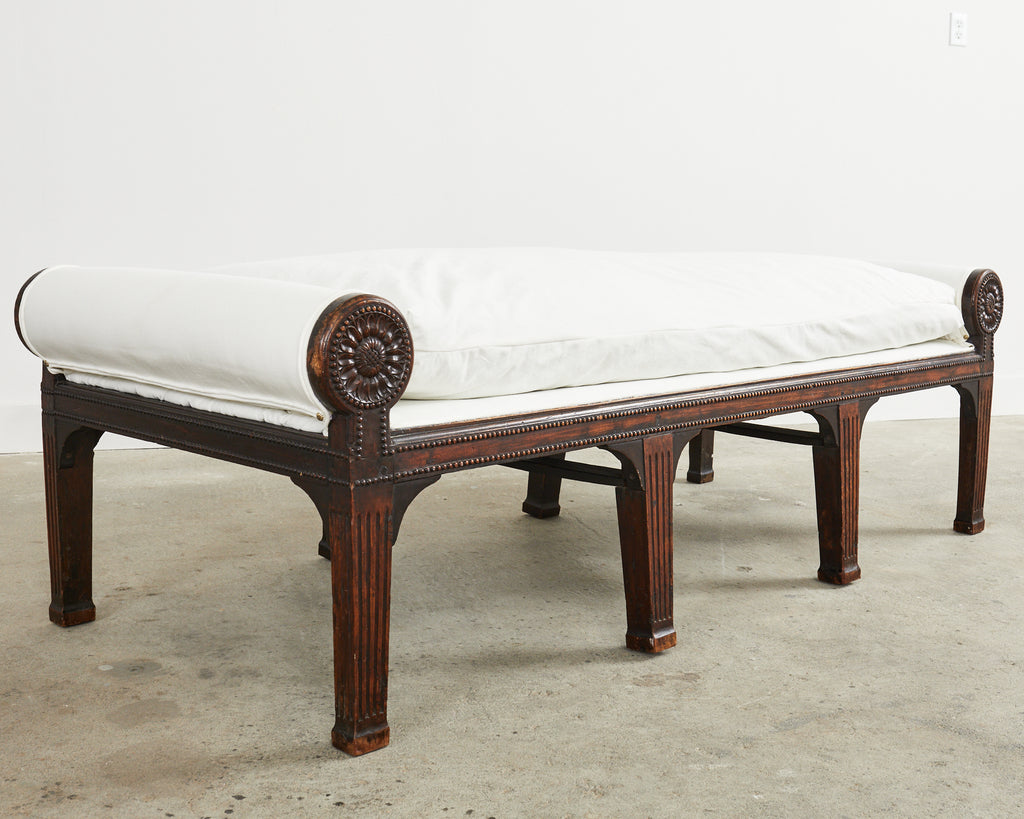 19th Century French Napoleon III Walnut Daybed or Bench