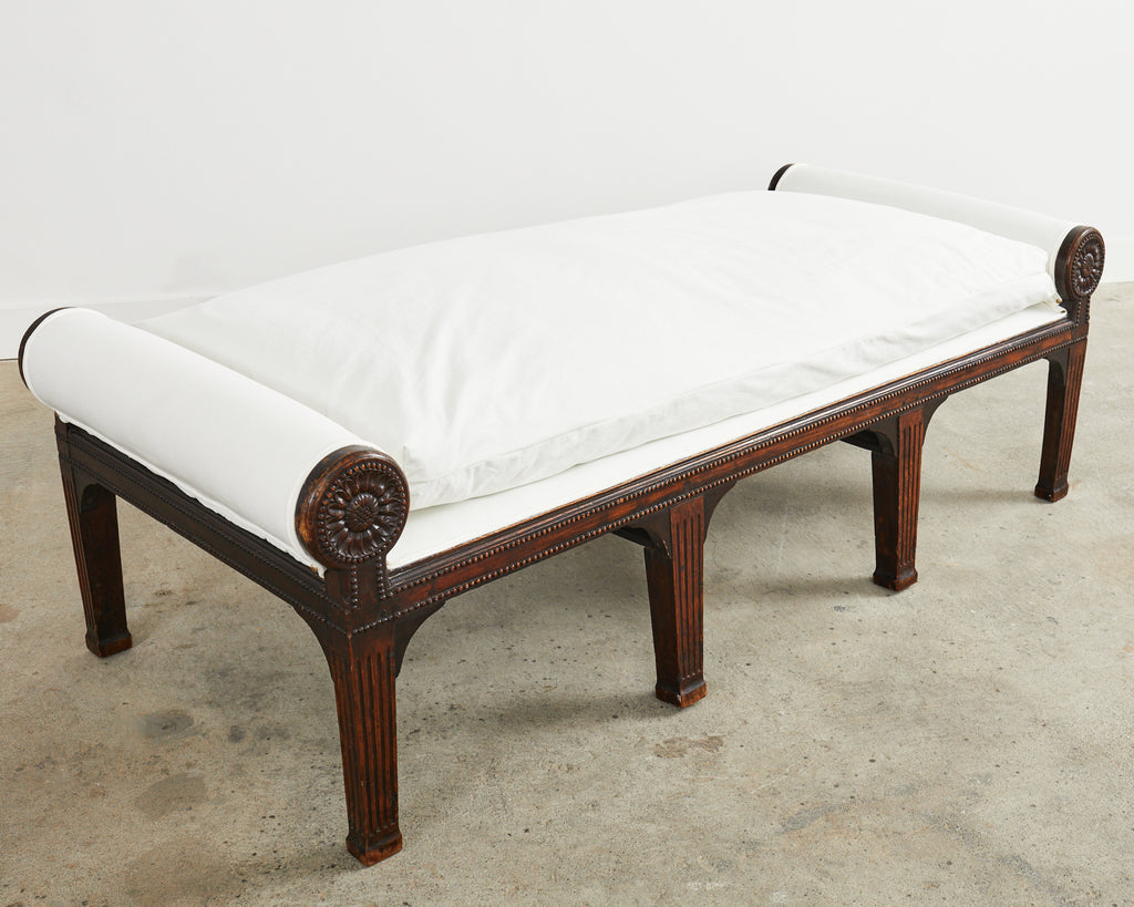 19th Century French Napoleon III Walnut Daybed or Bench