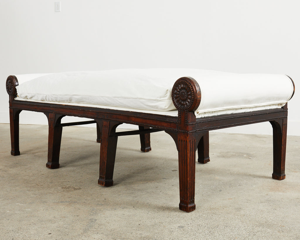 19th Century French Napoleon III Walnut Daybed or Bench