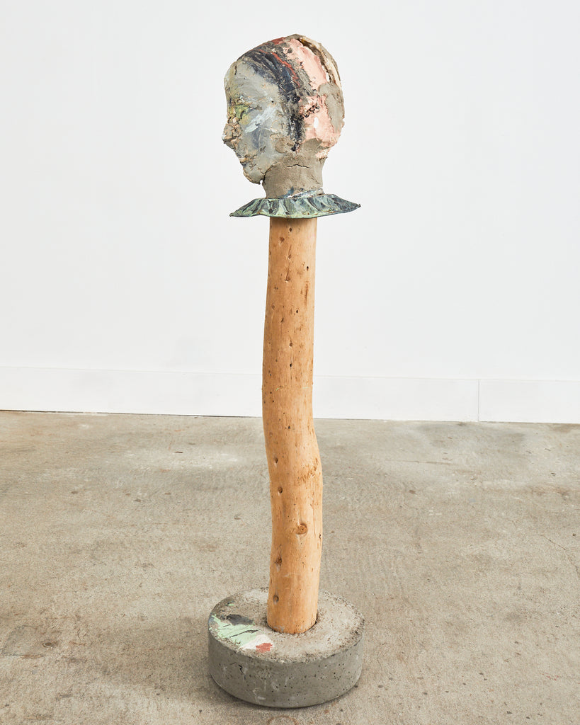 Ira Yeager Sculpture Pierrot Clown Head on Stand