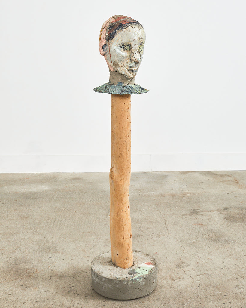 Ira Yeager Sculpture Pierrot Clown Head on Stand