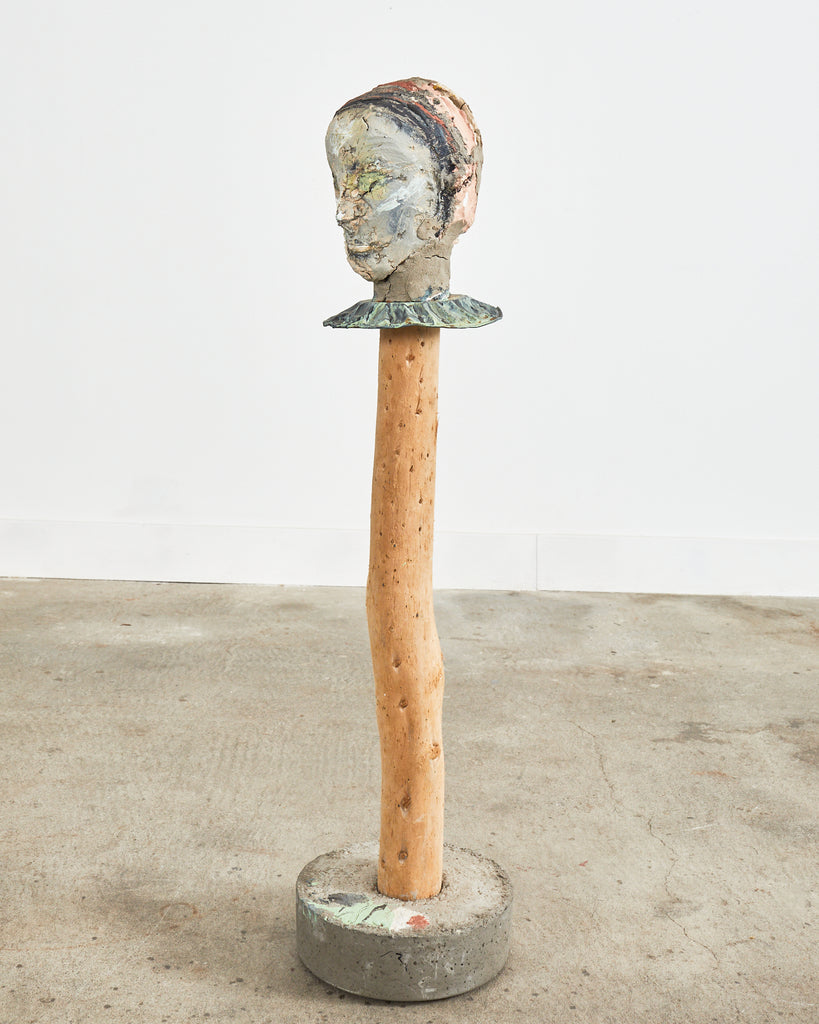 Ira Yeager Sculpture Pierrot Clown Head on Stand