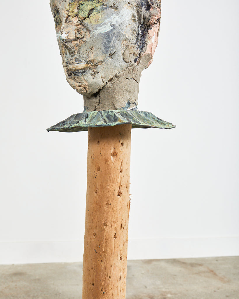 Ira Yeager Sculpture Pierrot Clown Head on Stand