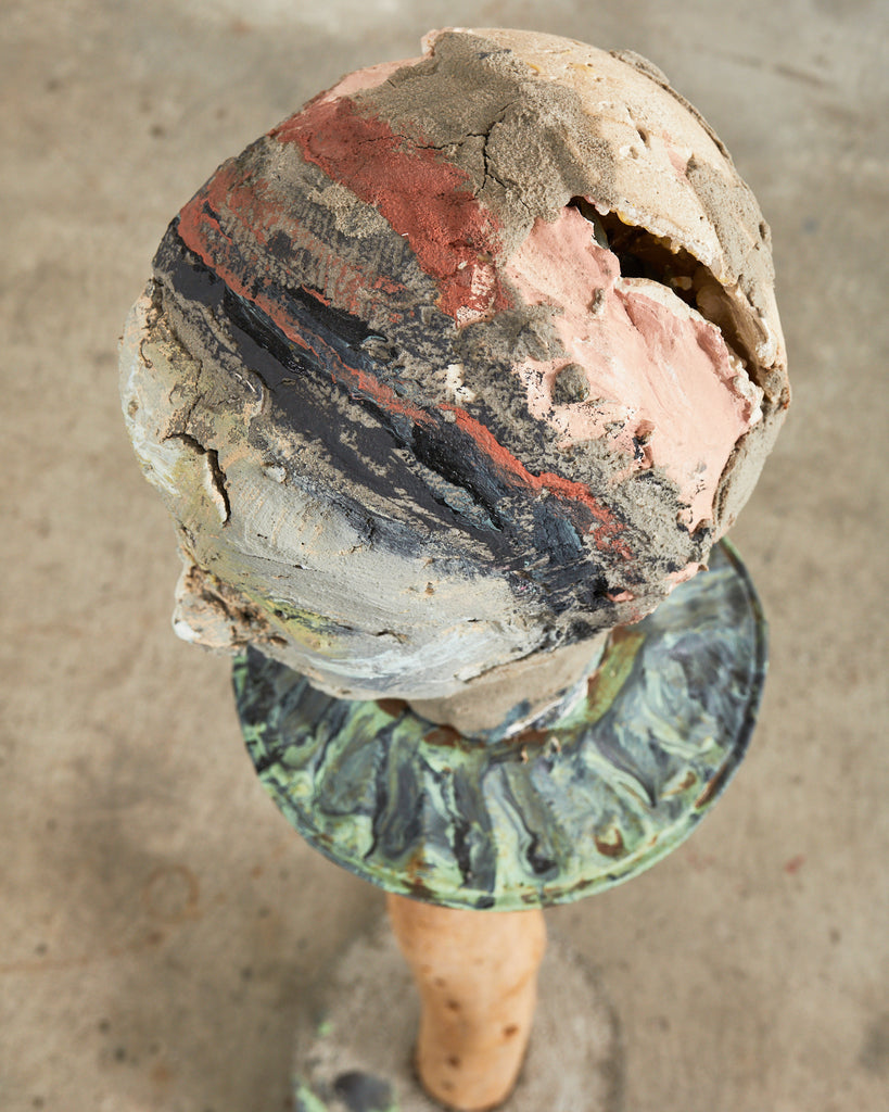 Ira Yeager Sculpture Pierrot Clown Head on Stand