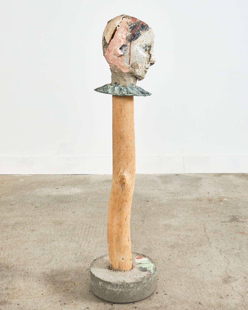 Ira Yeager Sculpture Pierrot Clown Head on Stand