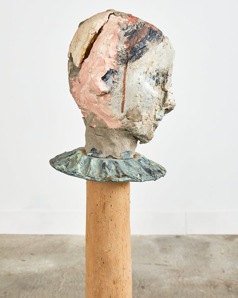 Ira Yeager Sculpture Pierrot Clown Head on Stand