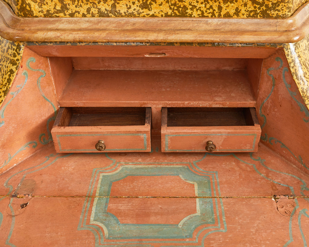 Venetian Rococo Style Walnut Secretary Lacquered by Ira Yeager