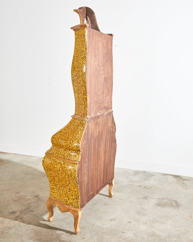 Venetian Rococo Style Walnut Secretary Lacquered by Ira Yeager