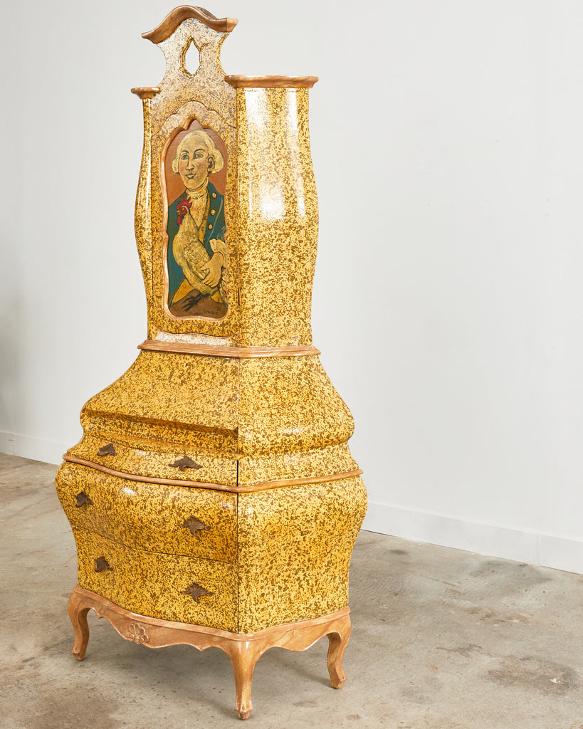 Venetian Rococo Style Walnut Secretary Lacquered by Ira Yeager