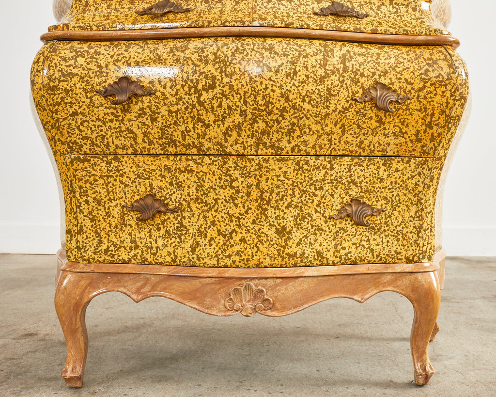 Venetian Rococo Style Walnut Secretary Lacquered by Ira Yeager