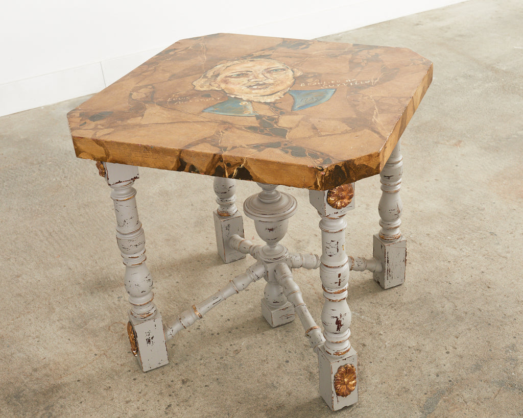 Louis XIV Style Center Table Painted by Artist Ira Yeager