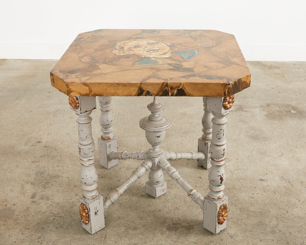 Louis XIV Style Center Table Painted by Artist Ira Yeager