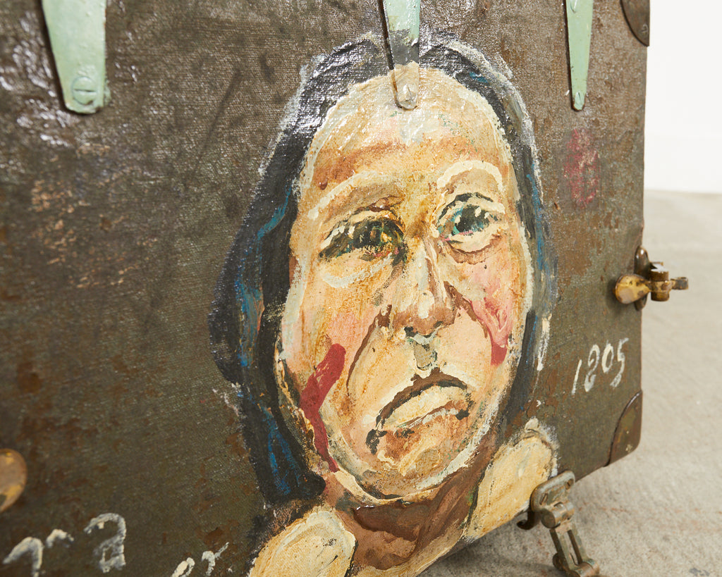 WWI Era Military Trunk Painted by Artist Ira Yeager