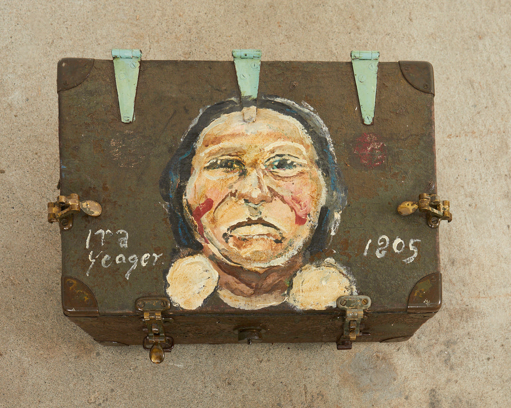 WWI Era Military Trunk Painted by Artist Ira Yeager