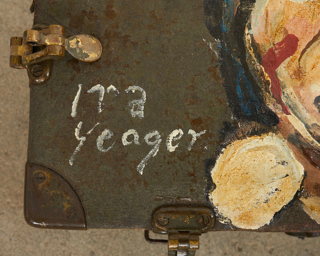 WWI Era Military Trunk Painted by Artist Ira Yeager