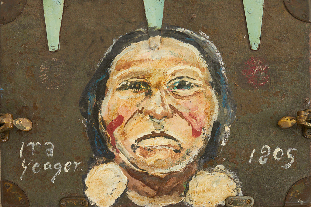 WWI Era Military Trunk Painted by Artist Ira Yeager