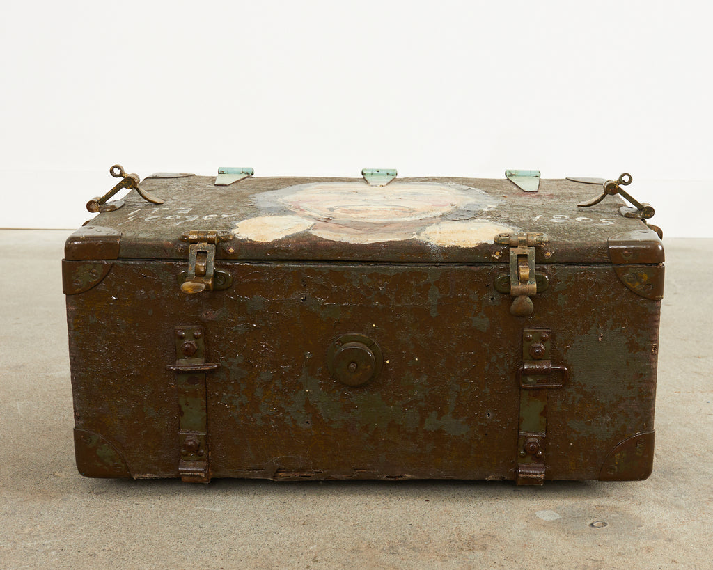 WWI Era Military Trunk Painted by Artist Ira Yeager
