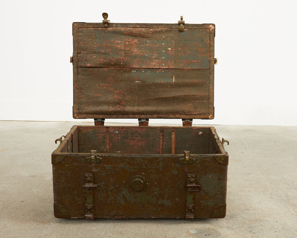 WWI Era Military Trunk Painted by Artist Ira Yeager
