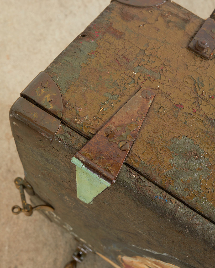 WWI Era Military Trunk Painted by Artist Ira Yeager