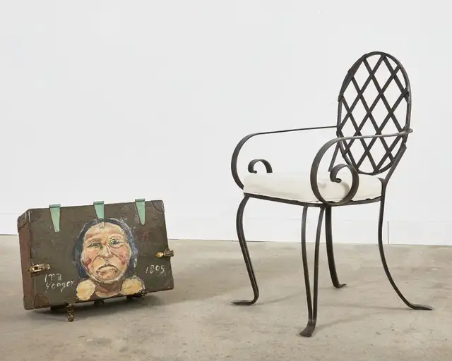 WWI Era Military Trunk Painted by Artist Ira Yeager