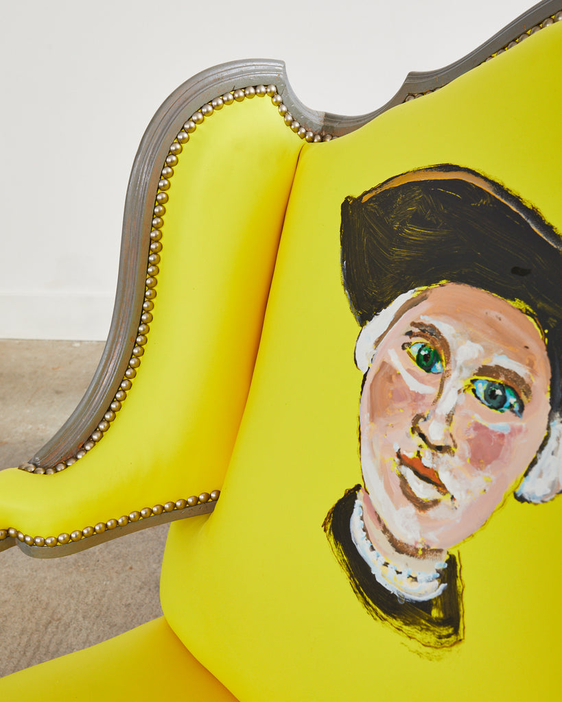 Fauteuil a la Reine avec Oreilles Painted Wingback Chair by Ira Yeager